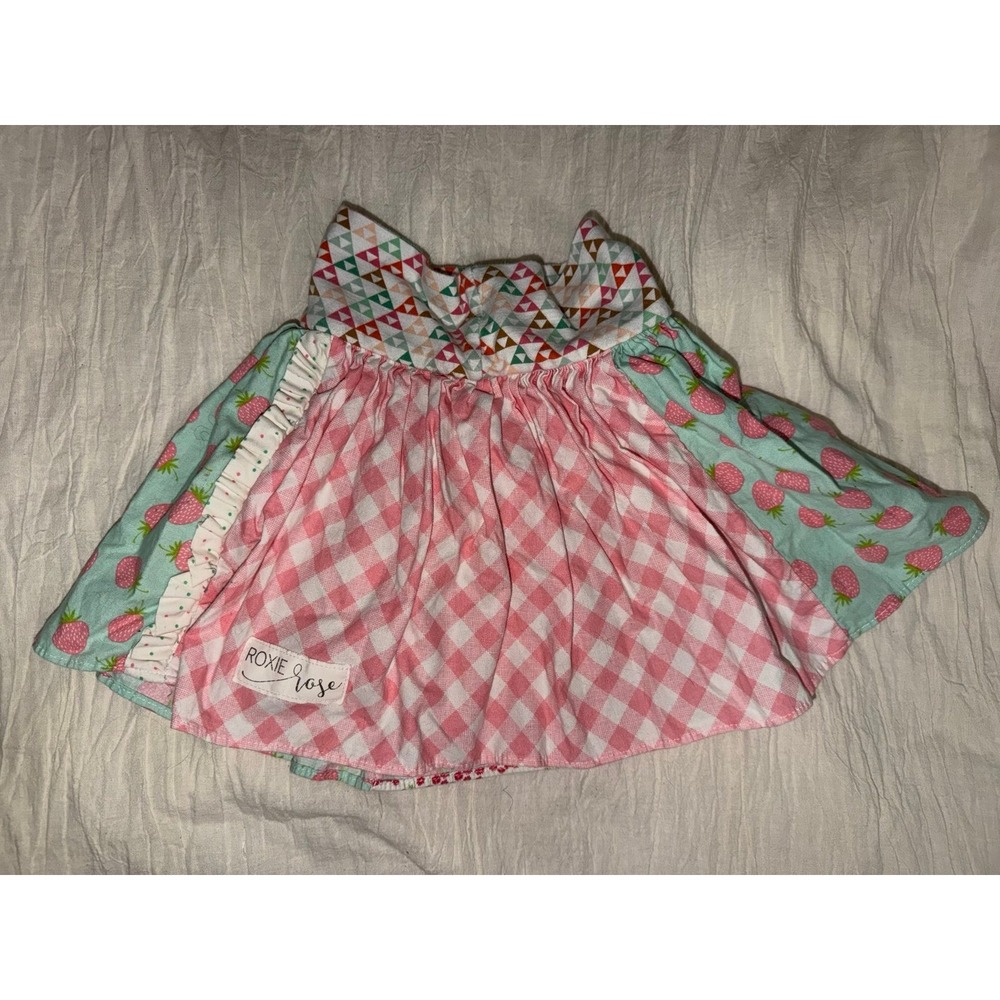 Roxie‎ Rose baby mixed pattern pastel strawberry skirt size 6-9 mths handmade